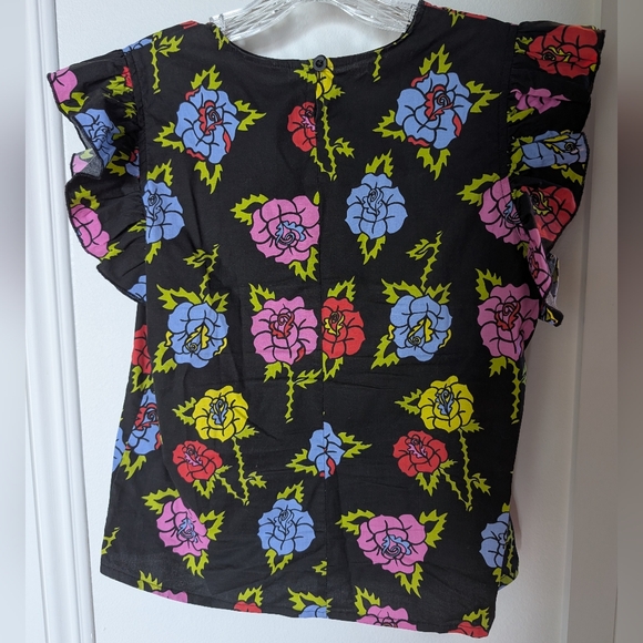 Nooworks Roses Ruffle Top Size M - Picture 2 of 4